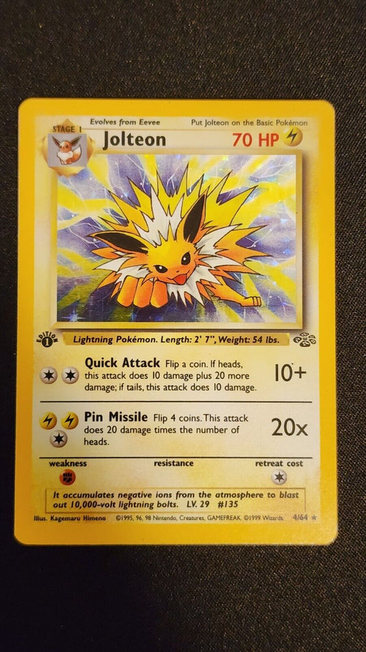 1999 Jolteon Holo 4/64 1st ed Pokemon Card Jungle Set Lightly Played WOTC