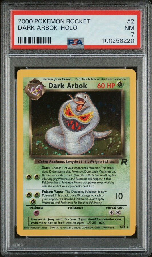 2000 Pokemon Card Rocket Dark Arbok Holo PSA 7 NM Near Mint WOTC Vintage