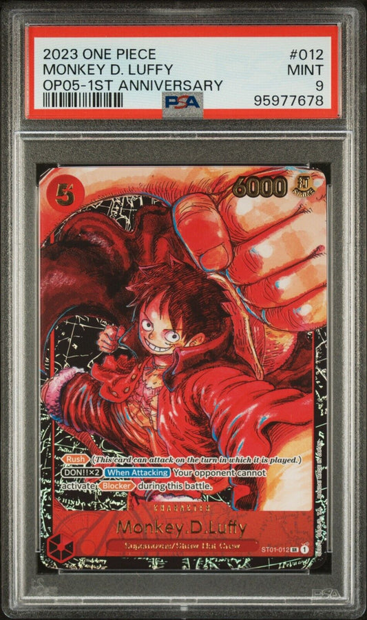 Monkey D. Luffy 2023 One Piece OP05 Super Rare Awakening New Era #012 PSA 9