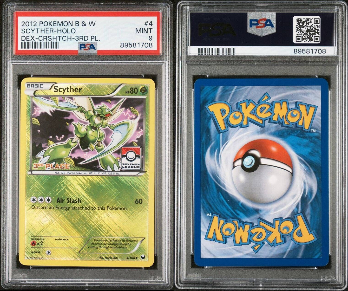 Scyther 4/108 1st 2nd 3rd 4th Place LEAGUE HOLO PROMO PSA 9 Mint Pokemon Card