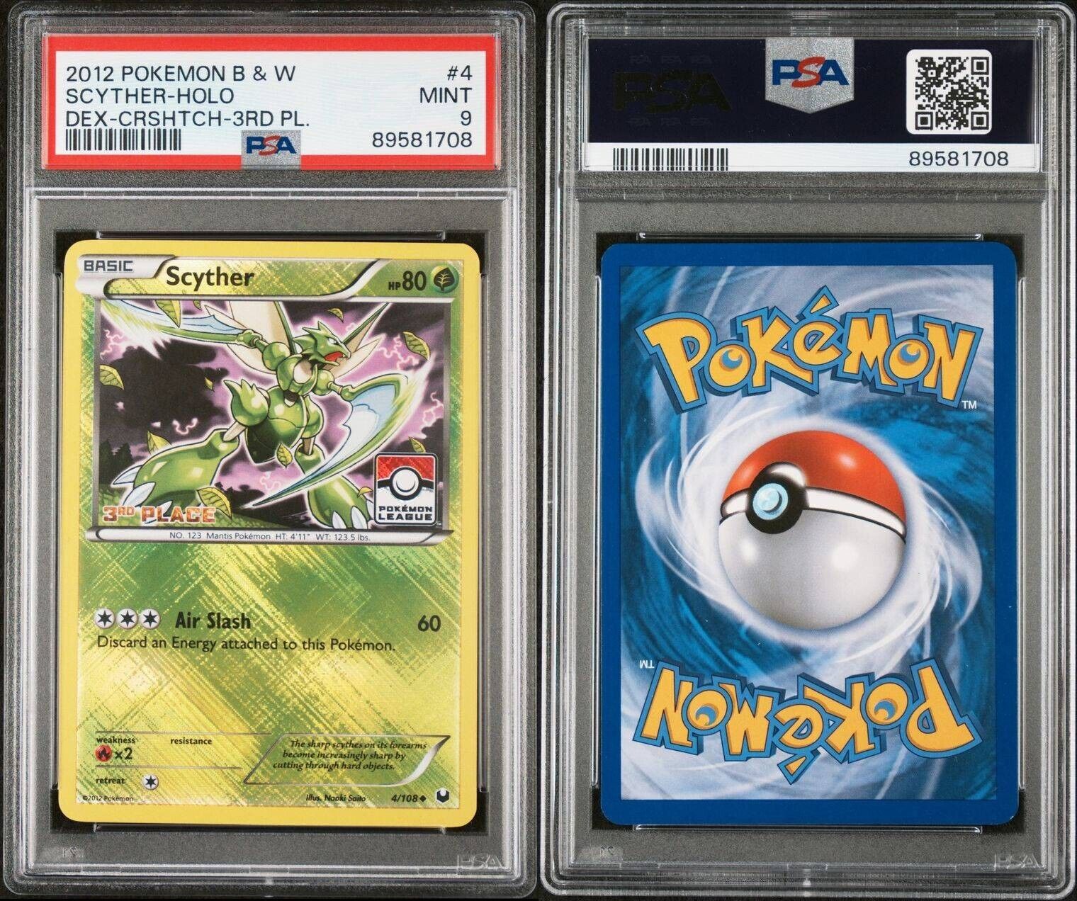 Scyther 4/108 1st 2nd 3rd 4th Place LEAGUE HOLO PROMO PSA 9 Mint Pokemon Card