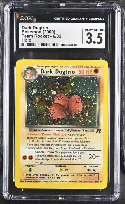 CGC 3.5 Pop 2 VG Dark Dugtrio 2000 Team Rocket 6/82 Holo SWIRL Pokemon Card