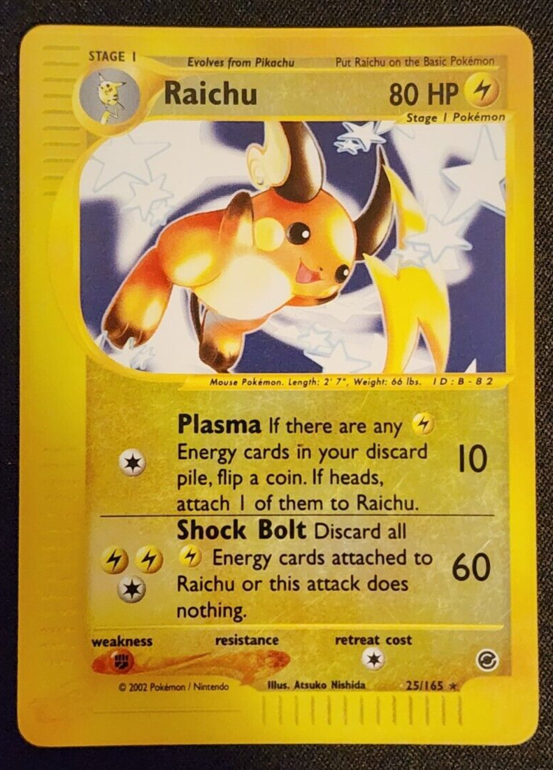 2002 Pokemon Card Raichu Reverse Holo Expedition 25/165 Near Mint -