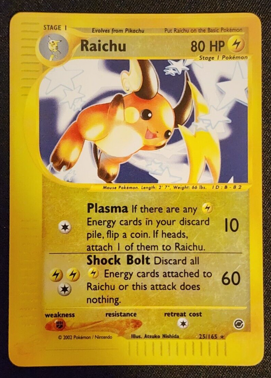 2002 Pokemon Card Raichu Reverse Holo Expedition 25/165 Near Mint -