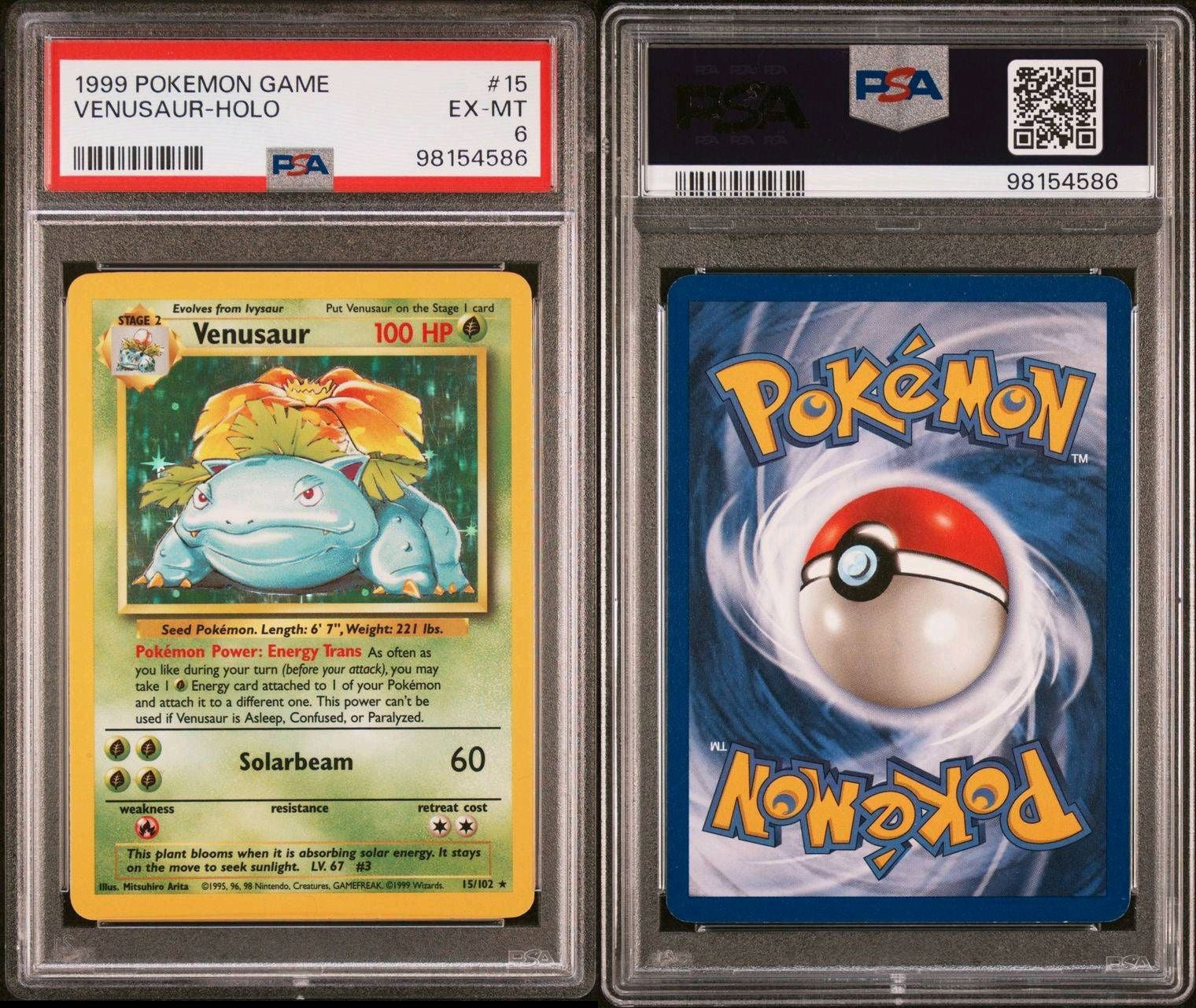 1999 POKEMON CARD BASE SET UNLIMITED #15 VENUSAUR-HOLO PSA 6 WOTC UNLIMITED