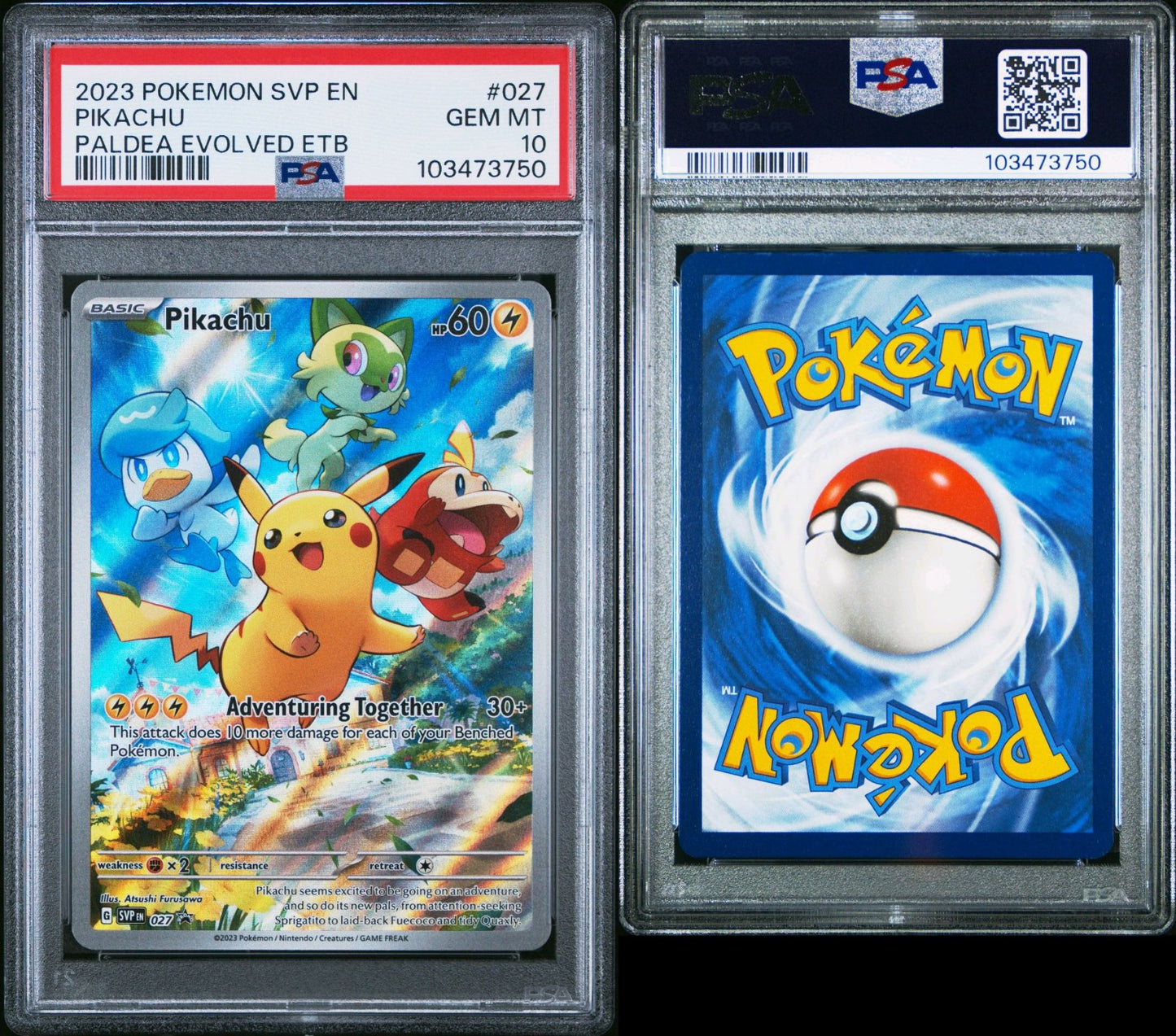 PSA 10 2023 POKEMON SVP EN-SV BLACK STAR PROMO #027 PIKACHU PALDEA EVOLVED ETB