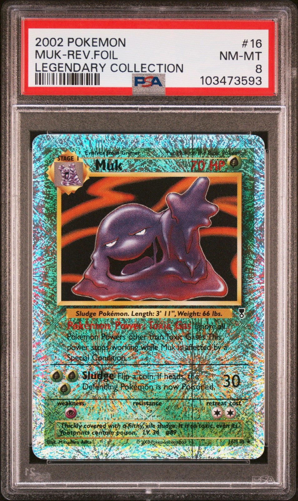 MUK REVERSE HOLO FOIL 2002 LEGENDARY COLLECTION POKEMON PSA 8 NM-MINT #16/110