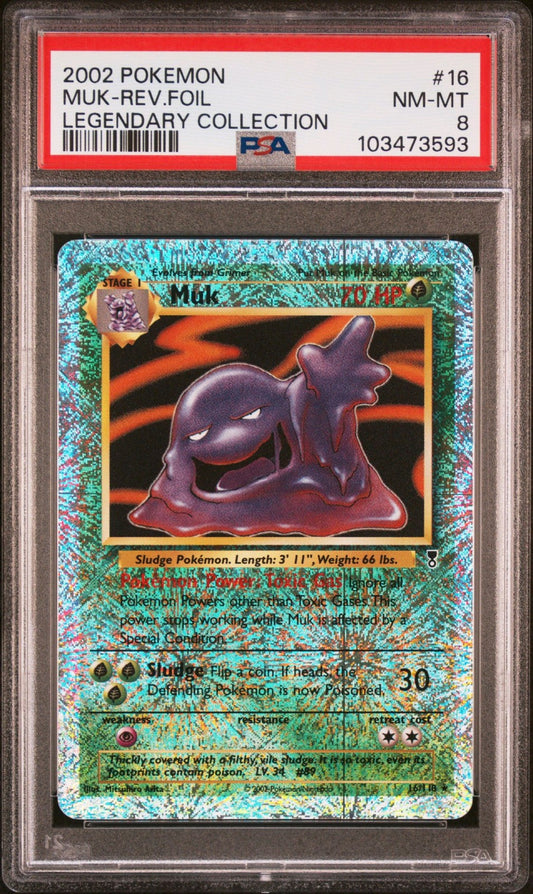 MUK REVERSE HOLO FOIL 2002 LEGENDARY COLLECTION POKEMON PSA 8 NM-MINT #16/110