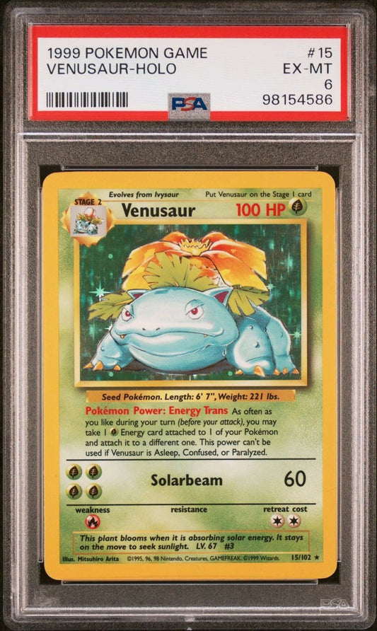 1999 POKEMON CARD BASE SET UNLIMITED #15 VENUSAUR-HOLO PSA 6 WOTC UNLIMITED