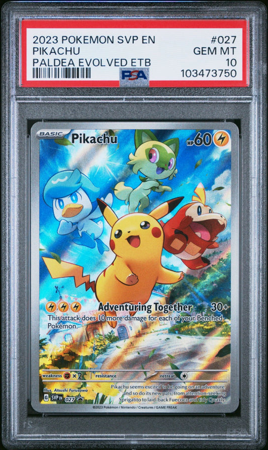 PSA 10 2023 POKEMON SVP EN-SV BLACK STAR PROMO #027 PIKACHU PALDEA EVOLVED ETB